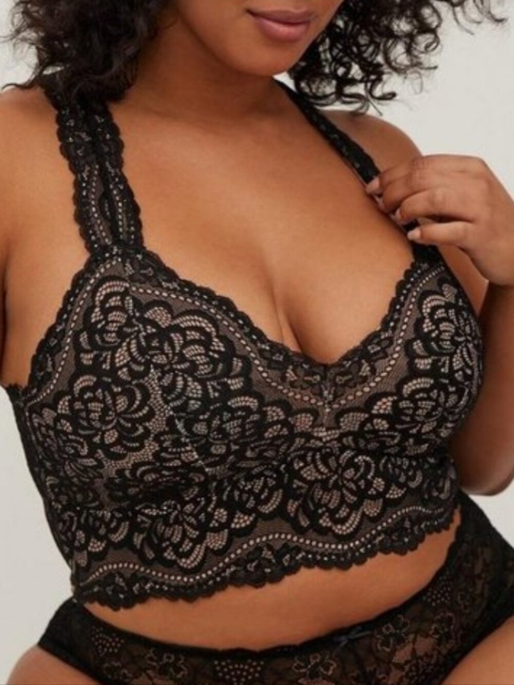 Torrid Black Nude Lace Racerback Bralette Wireless Soft Cup Size 2x